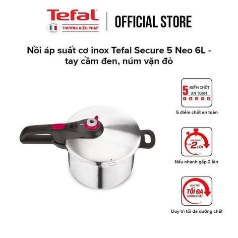 Nồi Áp Suất Inox Tefal Secure Trendy - An Toàn, Đa Năng, Tiết Kiệm Thời Gian Nấu Ăn - Dụng Cụ Bếp Hoàn Hảo Cho Mùa Tết