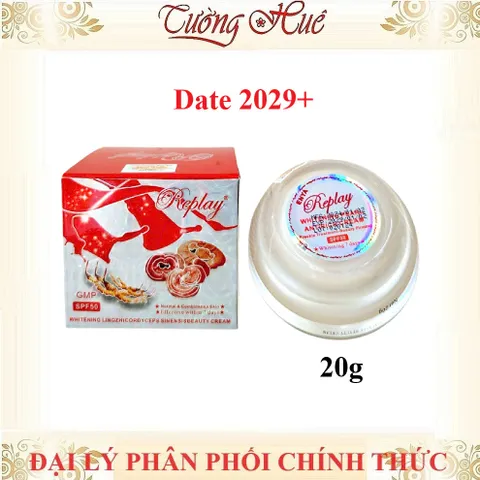 Kem Dưỡng Trắng Da Cao Cấp REPLAY Tinh Chất LINGZHI & Đông Trùng Hạ Thảo 20g - Chống Nhăn, Làm Mờ Nám, Sáng Da Tự Nhiên