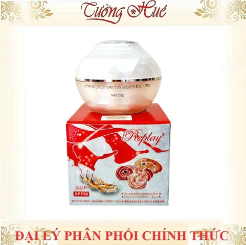 Kem Dưỡng Trắng Da Cao Cấp REPLAY Tinh Chất LINGZHI & Đông Trùng Hạ Thảo 20g - Chống Nhăn, Làm Mờ Nám, Sáng Da Tự Nhiên