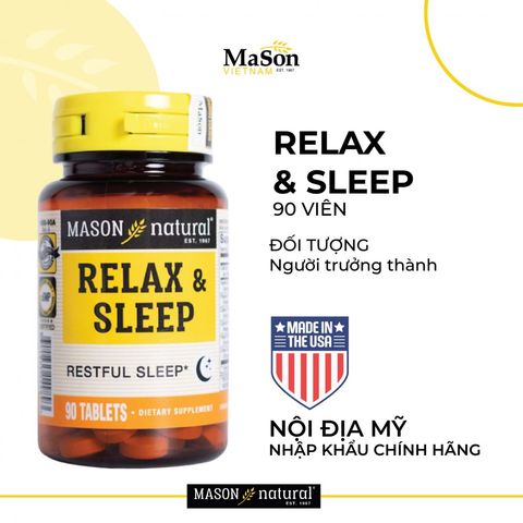 Mason Natural Relax & Sleep - Viên Nén Hỗ Trợ Giấc Ngủ Sâu Cho Người Lớn - Giải Pháp Thư Giãn Tối Ưu