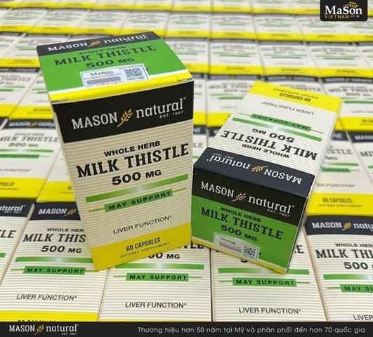 Mason Natural Cây Kế Sữa 500mg - Hỗ Trợ Giải Độc Gan, Tăng Cường Chức Năng Gan, 60 Viên Nang Cứng