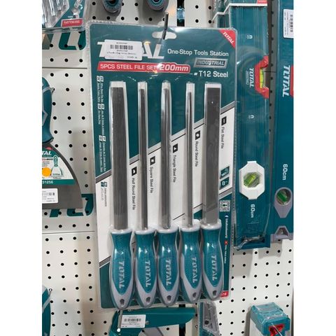 Bộ Giũa Sắt TOTAL THT918516 - Dụng Cụ 5 Chi Tiết Chất Lượng Cao, Hình Dẹt, Bán Nguyệt, Tròn, Tam Giác, Vuông, Tiện Ích Cho Người Thợ