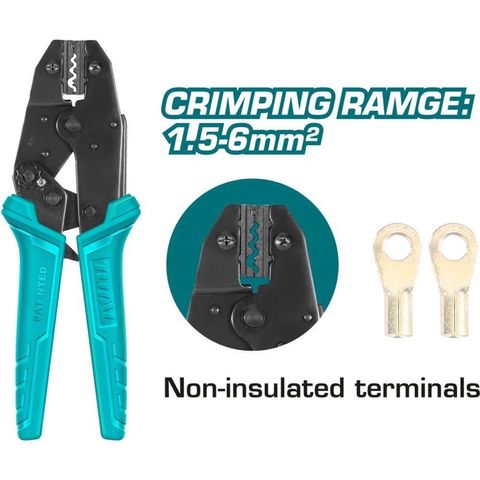 Kìm Bấm Cos Trần TOTAL THCPL1506 - Dụng Cụ Chất Lượng Nhập Khẩu, Khả Năng Bấm 1.5-6mm², Tay Cầm ABS Thiết Kế Độc Đáo