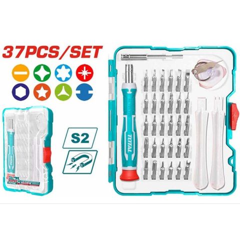 Bộ tuốc nơ vít đa năng 37 chi tiết Total TACSD30376 - Bộ dụng cụ sửa chữa tiện lợi, bền bỉ cho điện tử và gia dụng