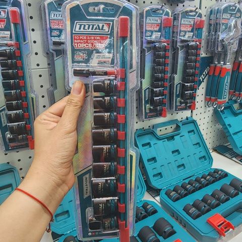 Bộ 10 đầu tuýp Total THTISD38104 3 phần 8 inch từ 8mm đến 19mm - Dụng cụ sửa chữa ô tô và cơ khí cao cấp