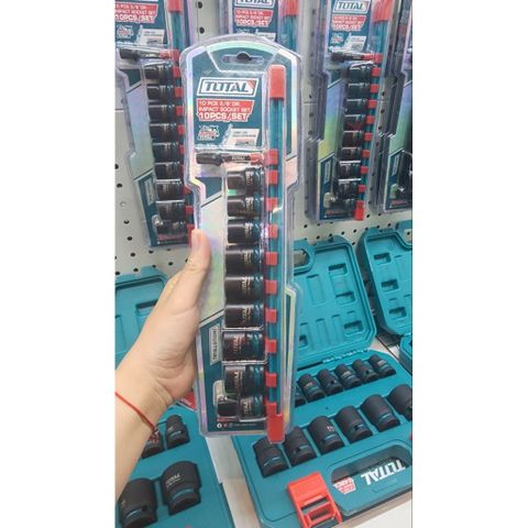 Bộ 10 đầu tuýp Total THTISD38104 3 phần 8 inch từ 8mm đến 19mm - Dụng cụ sửa chữa ô tô và cơ khí cao cấp