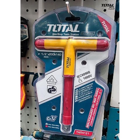 Tay Vặn Chữ T Cách Điện Total THITH121 1/2 Inch - Dụng Cụ Siết Mở Bu Lông Đai Ốc An Toàn 1000V cho Ngành Điện và Cơ Khí