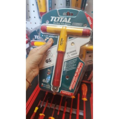 Tay Vặn Chữ T Cách Điện Total THITH121 1/2 Inch - Dụng Cụ Siết Mở Bu Lông Đai Ốc An Toàn 1000V cho Ngành Điện và Cơ Khí