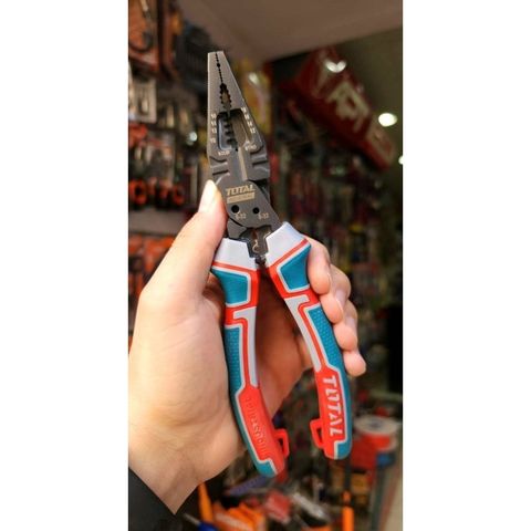 Kềm Đa Năng Total 8 Trong 1 8 Inch - Dụng Cụ Tiện Ích Chất Liệu Thép CR-V, Tay Cầm Bọc Nhựa, Mặt Phủ Teflon