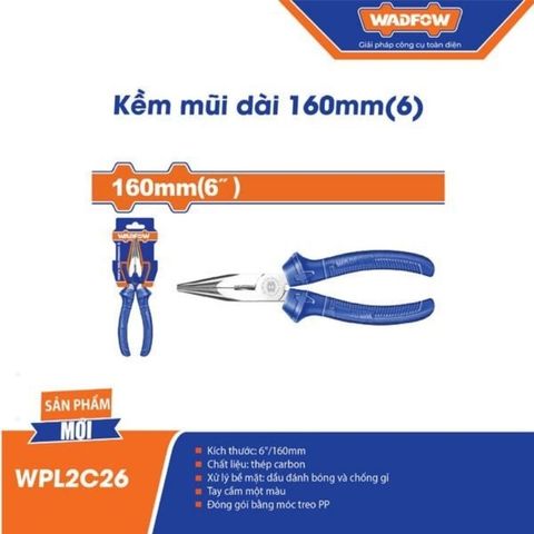 Kìm Mũi Dài 160mm WPL2C26 - Dụng Cụ Thép Carbon Chống Gỉ, Tay Cầm Tiện Dụng, Phụ Kiện Sửa Chữa Hàng Đầu
