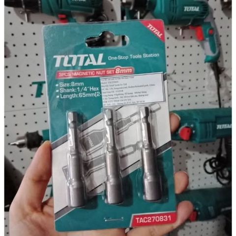 Bộ Mũi Từ Bắn Tôn 3 Chi Tiết Total TAC270831 - Dụng Cụ Tiện Ích Có Từ Tính Mạnh 8mm, Đuôi Lục Giác 1/4