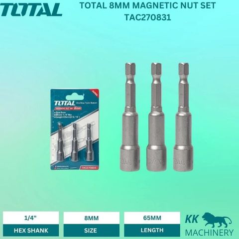 Bộ Mũi Từ Bắn Tôn 3 Chi Tiết Total TAC270831 - Dụng Cụ Tiện Ích Có Từ Tính Mạnh 8mm, Đuôi Lục Giác 1/4