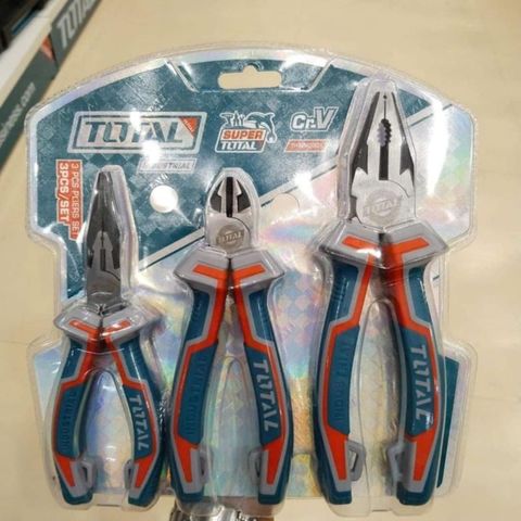 Bộ Kìm Điện và Kìm Cắt 3 Chi Tiết Total THT2CK231S - Kìm Nhọn 8 Inch, Tiết Kiệm 65% Sức Lực, Chất Liệu Cr-V, Tay Cầm TPR êm ái