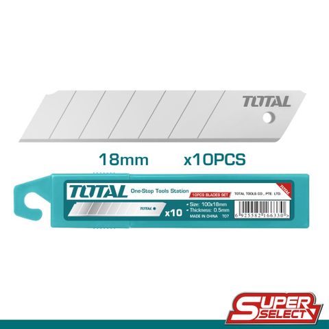Hộp 10 Lưỡi Dọc Giấy TOTAL THT519112 - Kích Thước 18x100mm, Mẫu Mới, Dụng Cụ Tiện Ích Cho Văn Phòng