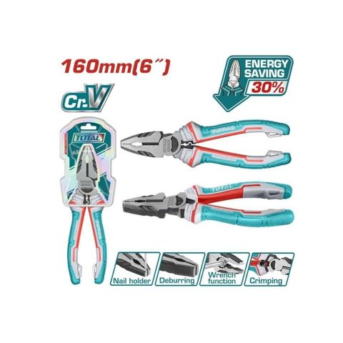Kìm Răng 6inch Total THT210606 - Dụng Cụ Tiện Ích Bền Bỉ Thép CR-V, Tay Cầm Nhựa PP-TPR Ổn Định, Thiết Kế Thoải Mái