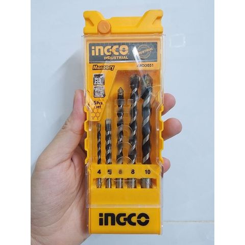Bộ Mũi Khoan Bê Tông 5 Chi Tiết INGCO AKD3051 - Dụng Cụ Chuyên Dụng Cho Khoan Gạch, Bê Tông, Chất Liệu Hợp Kim Chịu Nhiệt