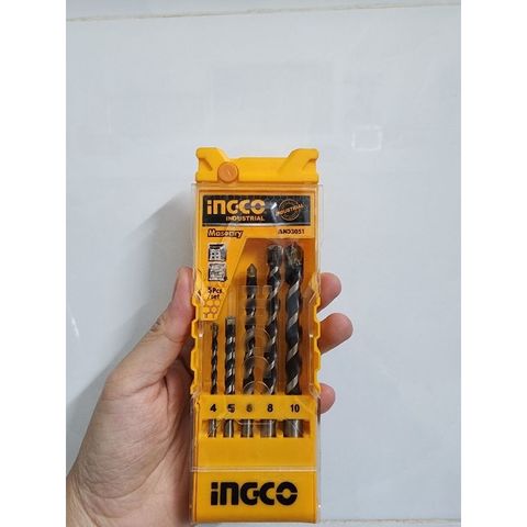 Bộ Mũi Khoan Bê Tông 5 Chi Tiết INGCO AKD3051 - Dụng Cụ Chuyên Dụng Cho Khoan Gạch, Bê Tông, Chất Liệu Hợp Kim Chịu Nhiệt