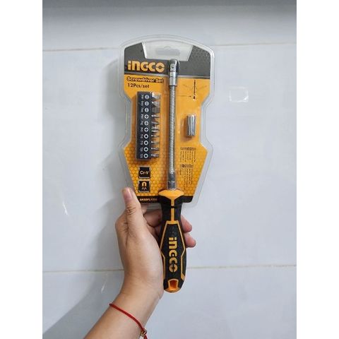 Bộ 12 Tua Vít Thay Đổi Trục Linh Hoạt INGCO AKSDFL1208 - Dụng Cụ Tiện Ích Đa Năng với Mũi Vít Đa Kích Cỡ