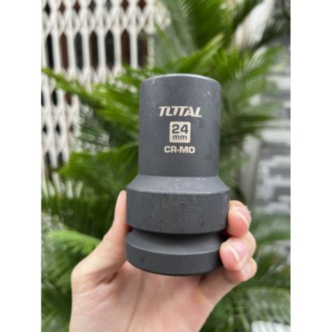 Đầu Tuýp Đen Lục Giác Total THHISD0124L Size 24mm - Chất Liệu CR-MO Siêu Bền Dùng Cho Máy Siết Bu Lông 1 Inch