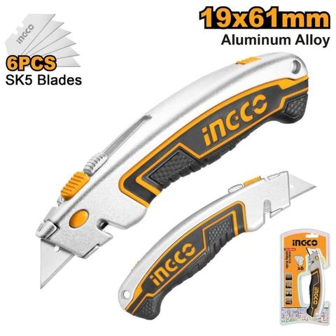 [Tặng 6 lưỡi dao] Dao Rọc Giấy INGCO – Bền Bỉ, Khóa Chặt, Cắt Gọn Từng Đường