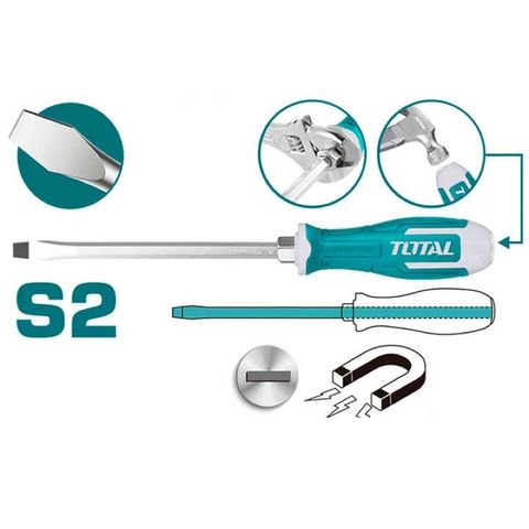 (T63) Tua vít đóng đầu dẹp SL6.5 thép công nghiệp S2 TOTAL THGS61506.[147_53835]