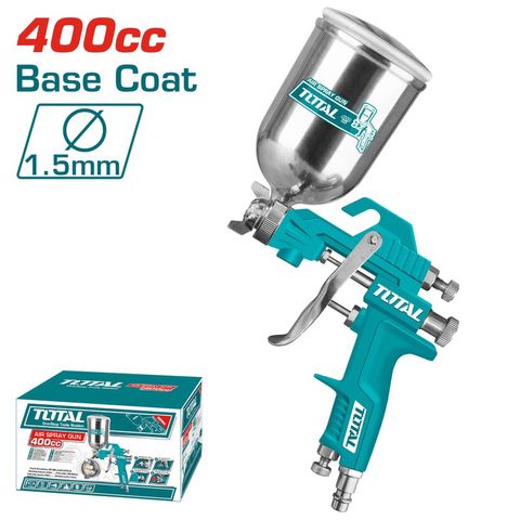 Dụng Cụ Phun Sơn TOTAL TAT10402 - Bình Nhôm 400ml, Đầu Phun 1.5mm, Áp Suất 3.0-4.0 Bar, Thiết Bị Tiện Ích Sử Dụng Hiệu Quả