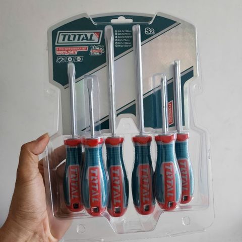 Bộ 6 Tua Vit Dẹp & Bake Total TKSDS0626 - Chất Liệu CR-V, Tay Cầm Nhựa Chống Trượt, Đầu Từ Tính Dễ Sử Dụng