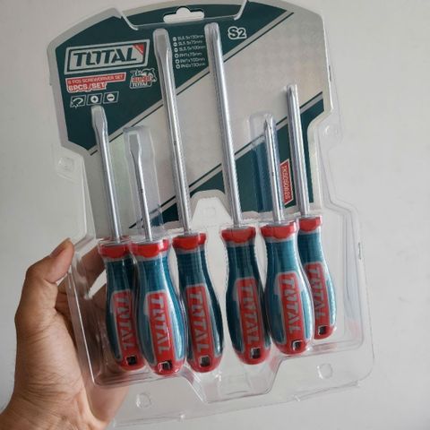 Bộ 6 Tua Vit Dẹp & Bake Total TKSDS0626 - Chất Liệu CR-V, Tay Cầm Nhựa Chống Trượt, Đầu Từ Tính Dễ Sử Dụng