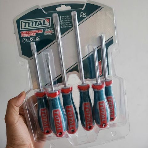 Bộ 6 Tua Vit Dẹp & Bake Total TKSDS0626 - Chất Liệu CR-V, Tay Cầm Nhựa Chống Trượt, Đầu Từ Tính Dễ Sử Dụng