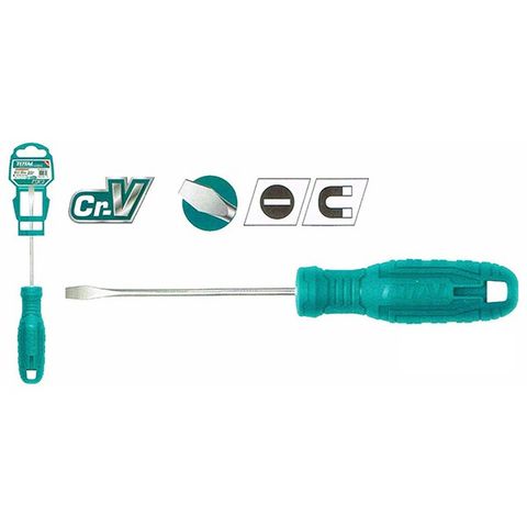 Tua vít dẹp TOTAL SL5x100mm - Thép 40CR, Cán nhựa bền chắc, Dụng cụ sửa chữa tiện ích cho mọi gia đình