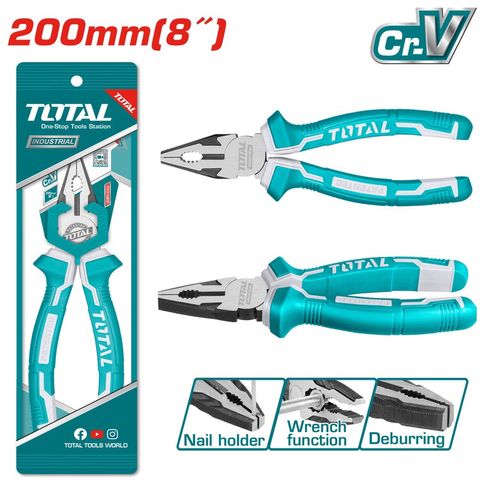 Kìm Răng 8 Inch Thép Cr-V TOTAL THT210806 - Dụng Cụ Tiện Ích Chất Lượng Cao và Độ Bền Tối Ưu