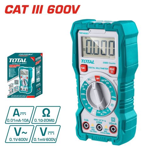 Đồng hồ đo điện dòng cơ bản Total TMT46001 - Màn hình LCD 1999 số đếm, Phù hợp cho Dụng cụ và Thiết bị Tiện ích