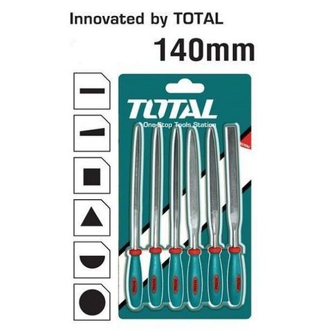 Bộ 6 Dũa Sắt Mini TOTAL THT91462 - Dụng Cụ Tiện Ích Chất Lượng Cao, Chiều Dài 140mm