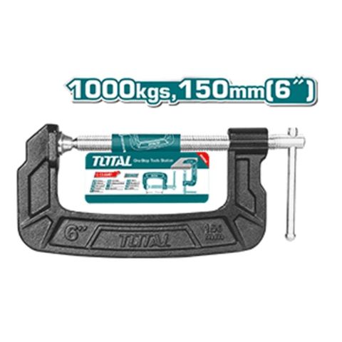 Cảo Chữ C Total THT13161 6 Inch - Dụng Cụ Kẹp Chặt Vật Liệu Gang Đúc, Thép Bền cho Thợ Mộc và DIY