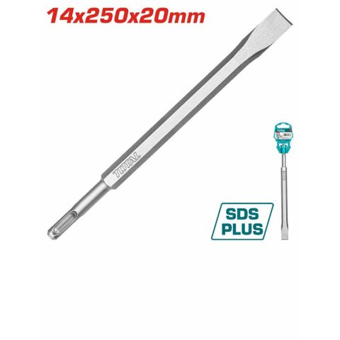 Mũi Đục Dẹp TOTAL TAC15121411 - 20x250mm, Thép Tôi Cứng, Chuôi Lục Giác, Đục Bê Tông và Gạch - Dụng Cụ Xây Dựng Chất Lượng Cao