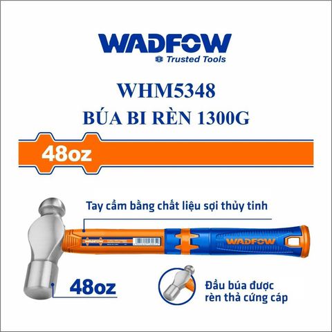 Búa Đầu Tròn Làm Nguội 1.3Kg WADFOW WHM5348 - Tay Cầm Nhựa Sợi Thủy Tinh Chất Lượng Cao, Dụng Cụ Tiện Ích Ẩn Tượng