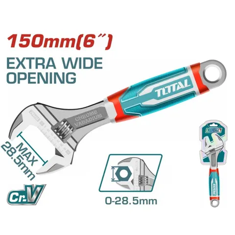 Mỏ Lết 6 Inch Tay Nắm Cao Su TOTAL THT101066 - Dụng Cụ Tiện Ích Chất Lượng Cao, Điều Chỉnh 0-24mm