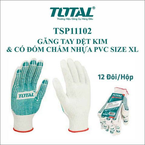Găng tay vải len TOTAL TSP11102 - Găng tay chống trơn trượt cho công nhân vận chuyển và sửa chữa, bảo hộ lao động chất lượng cao