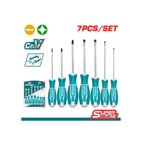 Bộ 7 Tua Vít Cáng Cao Su Mềm TOTAL THT2506072 - Dụng Cụ Sửa Chữa Thông Minh Chất Liệu CR-V, Lưỡi Tròn Chất Lượng Cao