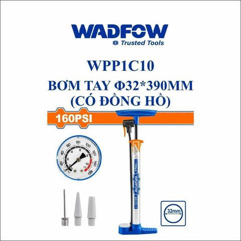 Bơm tay nạp hơi lốp xe WADFOW WPP1C10 với đồng hồ áp suất - Dụng cụ tiện ích cho xe đạp, ô tô, chất lượng cao