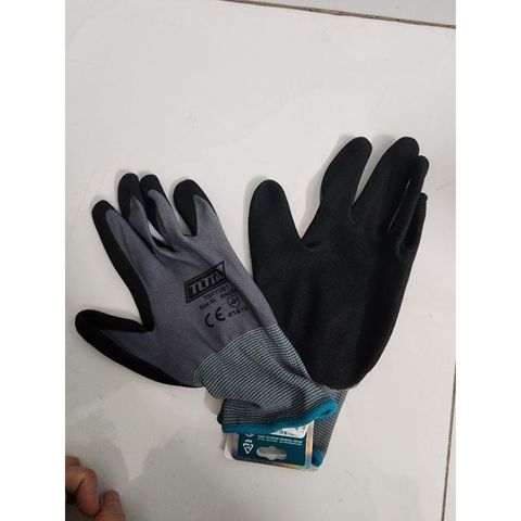 Găng Tay Phủ Nitrile Size XL Total TSPTG01 - Bảo Vệ Tay Cho Công Nhân Môi Trường Dầu, Chống Trượt, Dùng Được Màn Hình Cảm Ứng