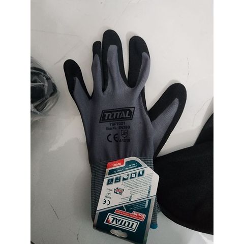 Găng Tay Phủ Nitrile Size XL Total TSPTG01 - Bảo Vệ Tay Cho Công Nhân Môi Trường Dầu, Chống Trượt, Dùng Được Màn Hình Cảm Ứng