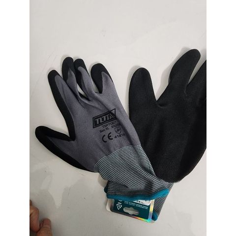 Găng Tay Phủ Nitrile Size XL Total TSPTG01 - Bảo Vệ Tay Cho Công Nhân Môi Trường Dầu, Chống Trượt, Dùng Được Màn Hình Cảm Ứng