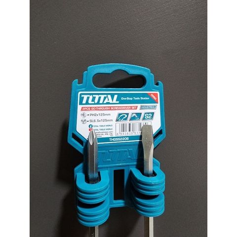 Bộ 2 Tua Vít Đóng Xuyên Thép S2 TOTAL - Đầu Lục Giác SL6.5 và PH2, Dụng Cụ Tiện Ích Chất Lượng Cao