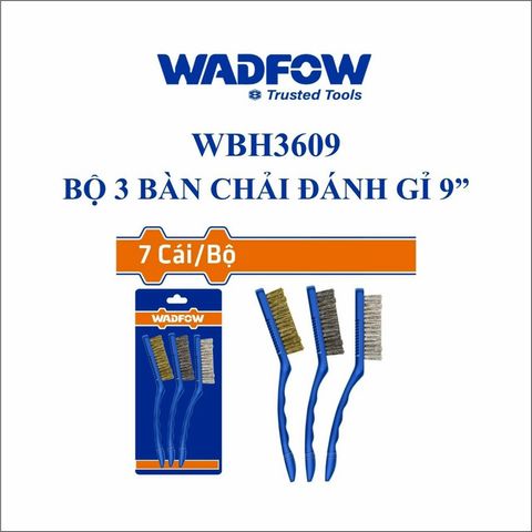 Bộ 3 Bàn Chải Đánh Gỉ Mini 9 Inch WADFOW - Chất Liệu Nylon, Đồng Thau, Chổi Cước, Dụng Cụ Tiện Ích Chất Lượng Cao