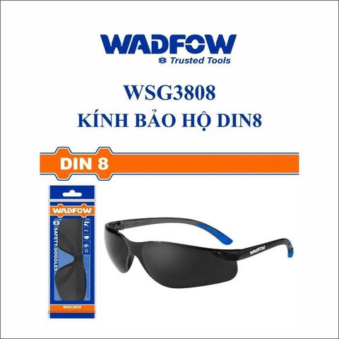 Kính bảo hộ WADFOW WSG3808 màu đen - Chất liệu PC, thoải mái, tầm nhìn rộng, thích hợp sử dụng trong nhà và ngoài trời