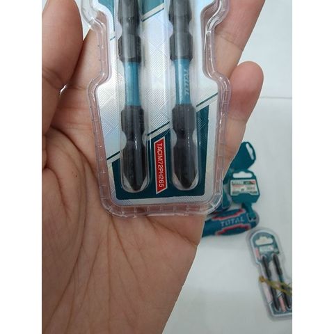 Bộ 2 Mũi Bắt Vít Có Nam Châm PH2 65mm Total TACIM72PH265 - Thép Công Nghiệp S2, Độ Bền Cao, Dụng Cụ Tiện Ích Cho Thợ Sửa Chữa