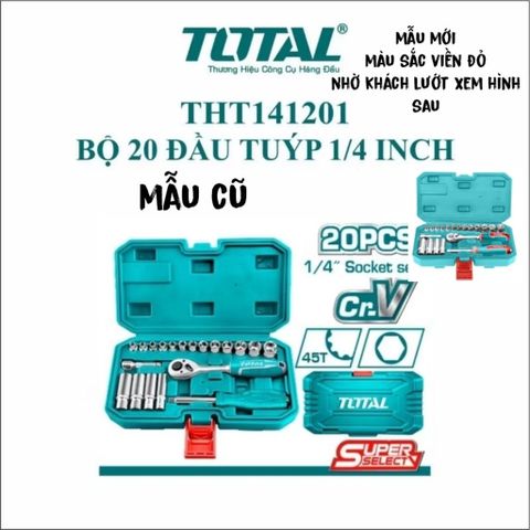 Bộ tuýp 1/4 inch TOTAL THT141201 - 20 Đầu và Hộp Đựng Tiện Lợi, Dụng Cụ Cầm Tay Chất Lượng Cao cho Thợ Sửa Chữa