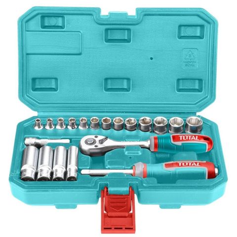 Bộ tuýp 1/4 inch TOTAL THT141201 - 20 Đầu và Hộp Đựng Tiện Lợi, Dụng Cụ Cầm Tay Chất Lượng Cao cho Thợ Sửa Chữa