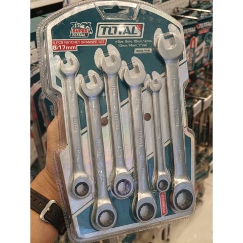 Bộ cờ lê miệng vòng 2 chiều tự động chất lượng cao 8-17mm - Dụng cụ TOTAL THT102RK566 cho thợ sửa chữa và DIY